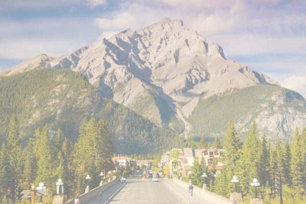Scenic view of Cascade Mountain from Banff Avenue