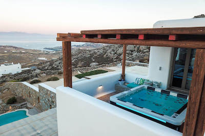 Sky Suites Mykonos hot tub view