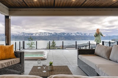 West Kelowna large Airbnb with outside view of Lake Okanagan