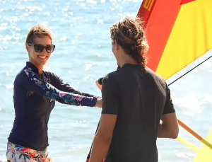 a windserf with 2 people