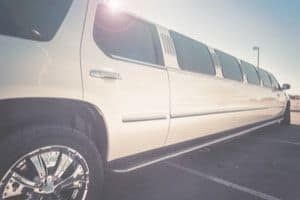 Close up of white SUV limo