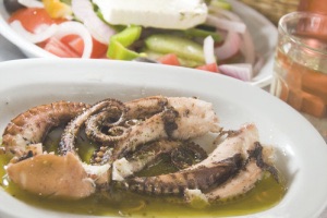 Close up of octopus on dinner plate