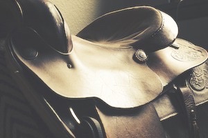 Close up of horse saddle
