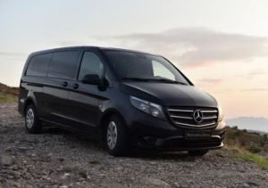 Business van black mercedes mini bus ibiza trip transport