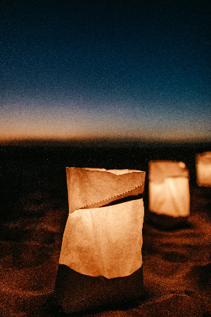 candle lights on the beach